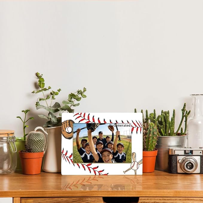 Baseball Picture Frame for 4x6 Photo, Sports Team Photo Frame with Easel Back, Baseball Decor for Desk Shelf, Gift for Players Boys Girls Team Senior Night - Image 5