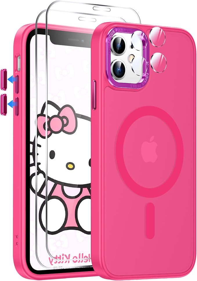 LeYi for iPhone-11 Phone Case Pink Compatible with MagSafe Magnetic[ Screen Protector X2 + Camera Cover X2] Funda para ipone 11case Military Grade Protective Cover Cases for i Phone 11 iphone11, Pink by LeYi