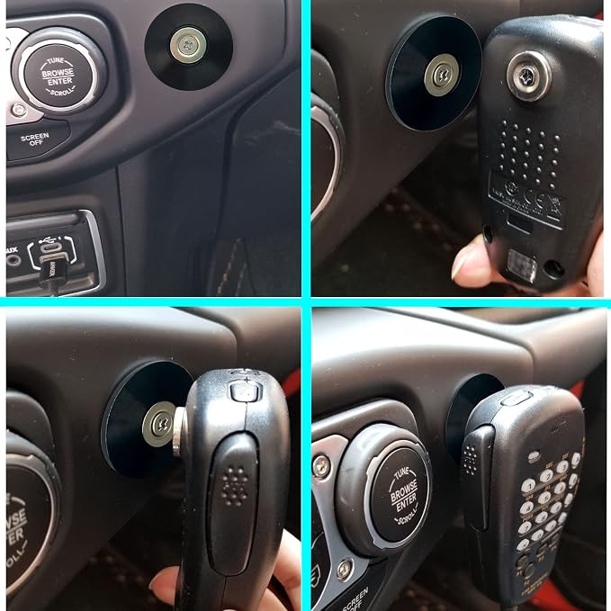Magnetic Radio Mic Holder CB Mic Mount for 07-24 Wrangler JK JL JT | Fits Original CB Microphone Screws,Magnetic Holder Design,Adhesive Base Installation,Secure Mic Hold During Off-Road Driving - Image 4