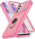 Gritup for Galaxy A23 5G Case Military-Grade Shockproof with Kickstand Pink | (   ) with 2 PCS Screen Protector, Slide Camera Cover, Heavy Duty Funda para A 23 5G Cover, Pink by Gritup