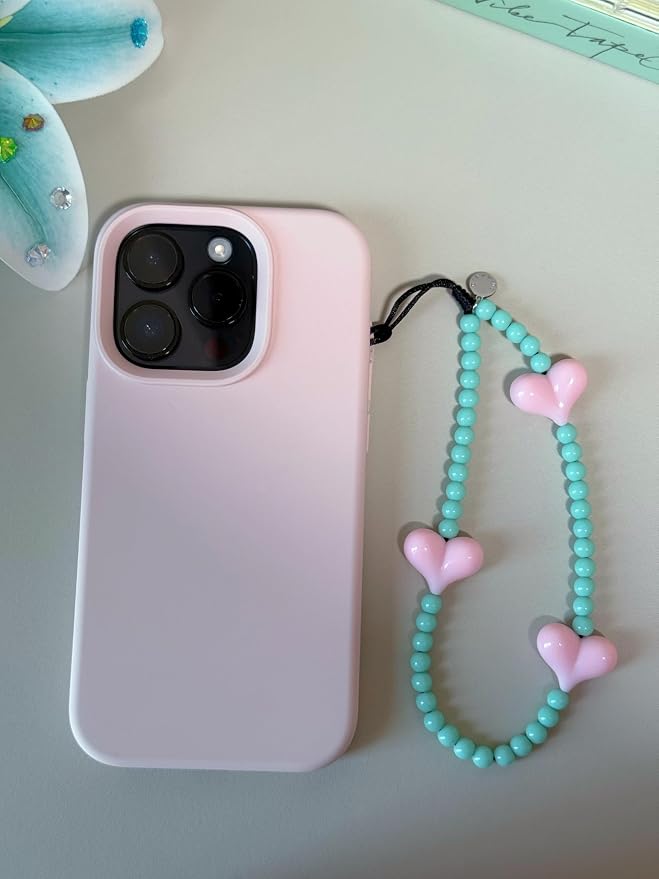 Drawwind Phone Charm Beaded Wristlet Strap Universal Cell Phone Lanyard Cute Bracelet Wrist Strap Beaded Chain String Handmade Accessories for Case Camera Bags (Love Hearts) - Image 2