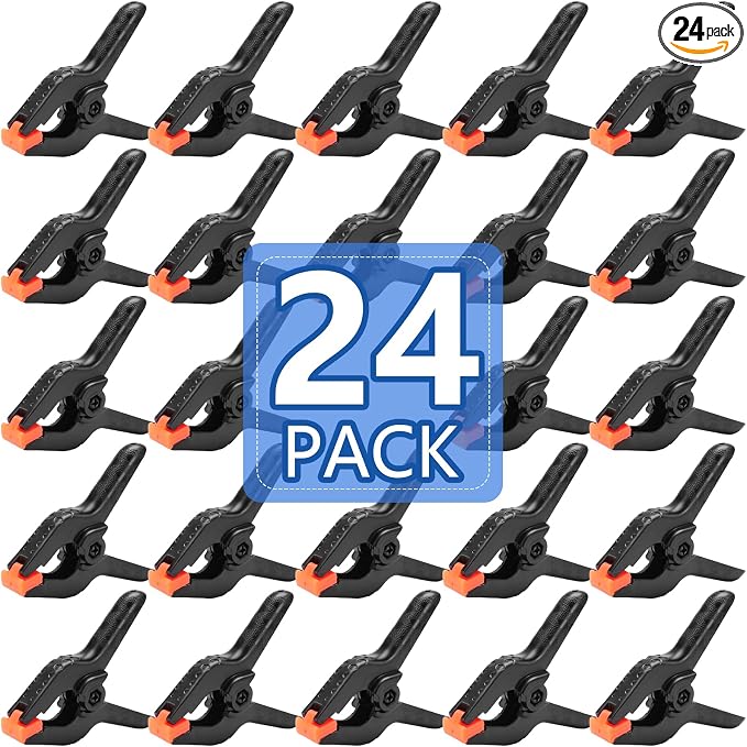 24 Pack 3.5 inch Plastic Spring Clamps, Backdrop Clips | Black Heavy Duty Clips, Plastic Clamps for Crafts, Backdrop Stand, Woodworking, Photography by Unknown