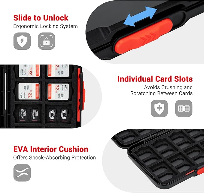 Pop Up Style Memory Card Case,60 Slots Memory Card Holder Wallet for 20 SD SDHC SDXC & 40 Micro SD SDXC SDHC TF MSD Cards,Portable Slim Micro SD Card Case Storage Organizer with EVA Foam Interior - Image 3