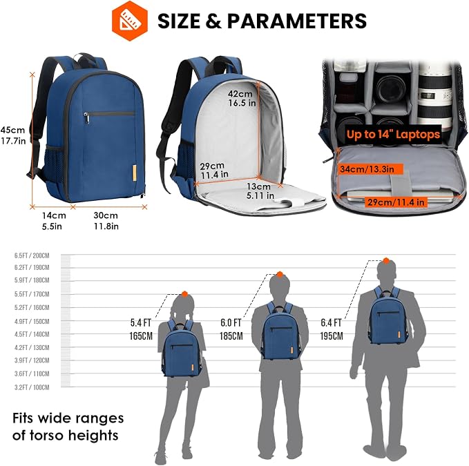 TARION Camera Bag Backpack for Photographers: Photography Camera Backpack with Laptop Compartment Waterproof Raincover Photo Backpack Bag Blue TB-M | 14 Inch Laptop Compartment, Rain Cover, Bottom Tripod Holder, for DSLR Mirrorless Cameras, Everyday Sh... - Image 8
