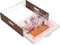 LUGUNU Scalloped Acrylic Tray with Slide Out Drawer – Customizable for Insert Needlepoint, Photos, Artwork, 9x9in, Non-Slip Base, Thick Transparent Acrylic Tray for Home Decor, Office, Gift for Women by LUGUNU