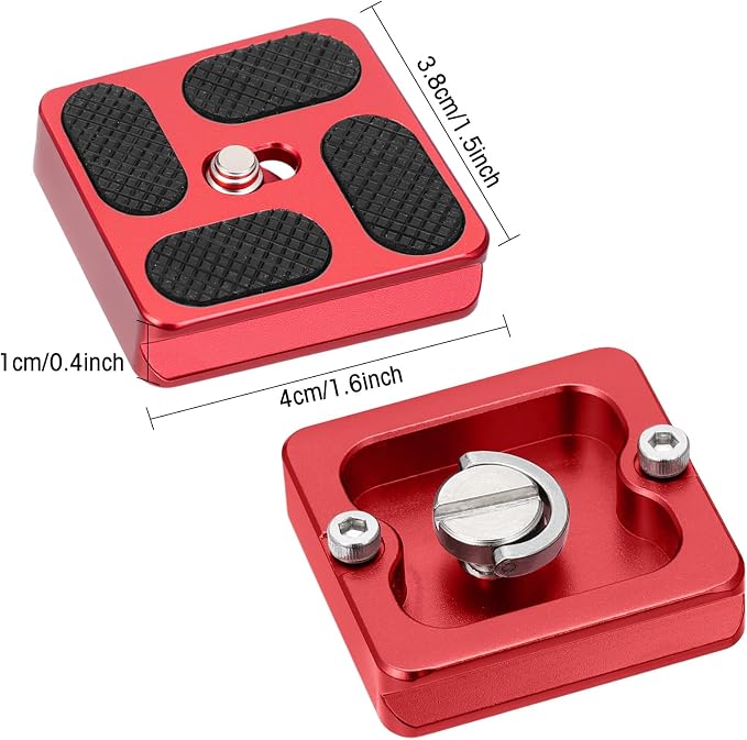 Frienda Quick Release Plate Tripod 1/4-20 DSLR,Pu40,Red | Tripod Mount Plate, Camera Tripod Mount for DSLR Camera Tripod Ball Head , Metal, 1.9 x 1.5 x 0.4 Inch - Image 2