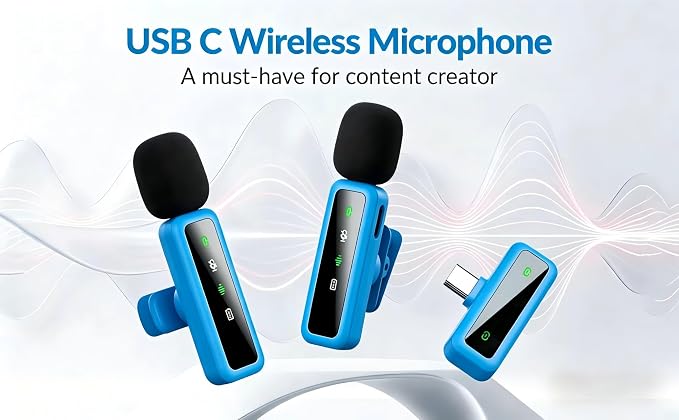 Wireless Lavalier Microphone for iPhone - iPad, Android Phone Computer, Mini Microphone for Live Streaming, Video Recording, Outdoor or Indoor Interviews, YouTube, TikTok, Vlog (Blue) - Image 2