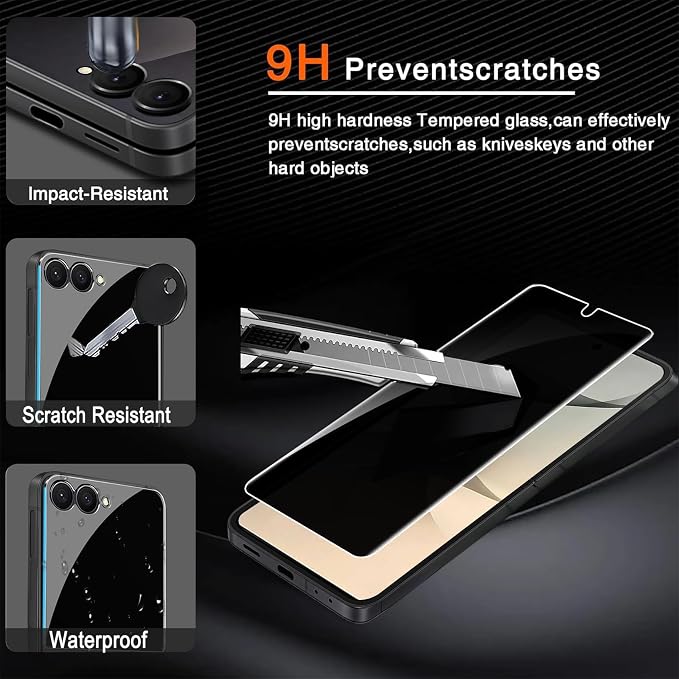 Ferilinso 2 Pack Privacy Screen Protector for Samsung Galaxy Z Flip 8 | 9H+ Tempered Glass Back&Camera Lens Protectors, Military-Grade Shatterproof, Case Friendly, Easy Installation Bubble Free - Image 6