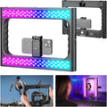 NEEWER RGB-A111 II Smartphone Video Rig with Light Kit, Support Vertical Shoot, Handheld Phone Camera Cage Stabilizer with Cold Shoes/Shutter/Battery, 17 Scenes RGB Ring Light 2500K-10000K CRI97+ by Neewer