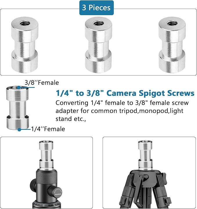 ChromLives Camera Tripod Adapter, 26Pack Camera Screw Mount Set 1/4 Threaded Converter Screws Adapter, 1/4 to 3/8 Hot Shoe Adapter,Tripod Mount Adapter Set for Monopod/Quick Release Plate - Image 5