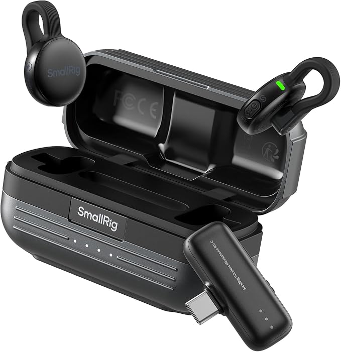 SMALLRIG Wireless Mic S70-C2 (2 TX + 1 RX + Charging Case), Wireless Lapel Microphone for Devices with USB-C Port, 48h Use, Noise Reduction Record for Vlog (Black) by SmallRig