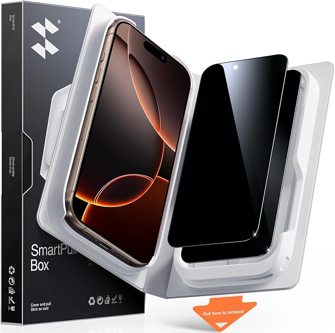 SMARTDEVIL 2 Pack Privacy Screen Protector for iPhone 16 Pro Max, Anti-Spy | Military-Grade Shatterproof Protection, Tempered Glass Film , 9H Hardness, Fast & Easy Installation, Case Friendly Design by SmartDevil