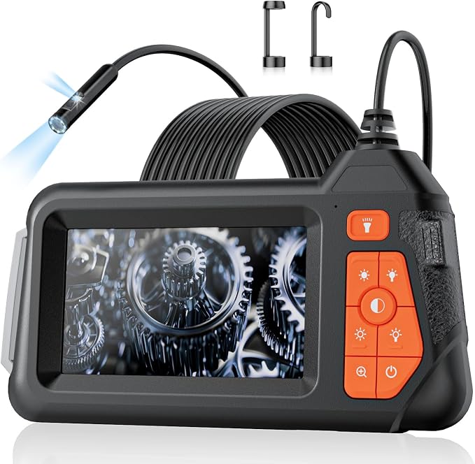 Endoscope Camera with Light: 4.3" 1080P HD Dual-Lens Inspection Borescope Camera for Sewer - 16.4ft Waterproof Industrial Endoscope - Flexible Snake Bore Scope for Plumbing Automotive by TGJOR