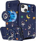 Buleens for iPhone 13 Case 6.1 Inch - with Ring Stand & Camera Cover Aesthetic Cute Designed for Women Girls Cartoon Astronaut for Phone Case for iPhone 13 Compatible with Magsafe by Buleens