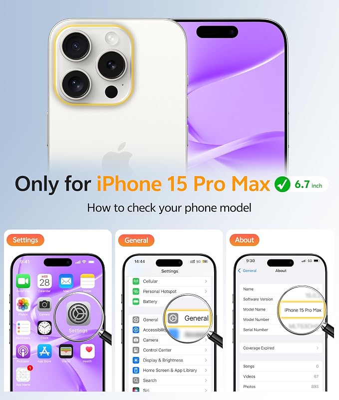 FNTCASE for iPhone 15 Pro Max Case, Fit for Magsafe, Glass Screen Protector | Full Camera Protection, Translucent Matte, 14FT Military Grade Drop Proof, Shockproof Protective Phone Cover, Purple - Image 2