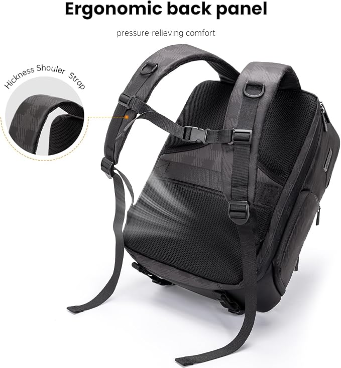 Cwatcun Camera Backpack Large PU Leather, DSLR Bag Case with Tripod Holder | DSLR/SLR/Mirrorless Canon/Nikon/Sony/Fuji Camera Bag for Photographers.Fits 2cameras + 6 lenses + 15.6" laptop + drone. - Image 7