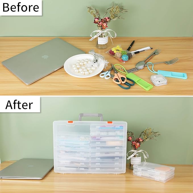 Photo Storage Box 4x6, 18 Inner Extra Large Organizer Acid-Free Photo Keeper Storage Case, Plastic Craft Storage Box for Stickers Stamps Seeds (Clear, 18 Boxes) - Image 5