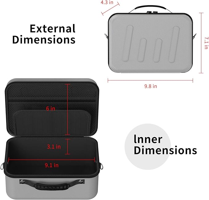 Hard Shell Camera Case Compatible with Canon EOS Rebel T7/R50/R100 and More DSLR & Mirrorless Cameras – Portable Travel Bag with Adjustable Dividers, Mesh Pocket & Shoulder Strap (Grey) - Image 5