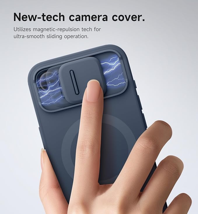 SURITCH for iPhone 17e/16e Case with Magnetic Camera Slide Cover and Adjustable Kickstand, Compatible with MagSafe, Shockproof Bumper Case Slim Protective Cover 6.1 Inch,Blue - Image 4