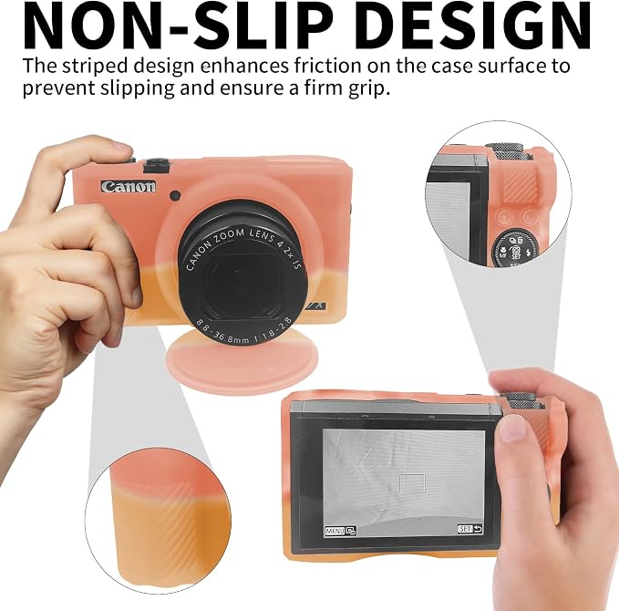 Easy Hood Camera Case Cover for Canon Powershot G7X Mark III(Red Orange) | With Removable Lens Cover,Soft Silicone Protective Case,Anti-Scratch,Slim Fit,Enhanced Grip,Lightweight Camera Accessories - Image 2