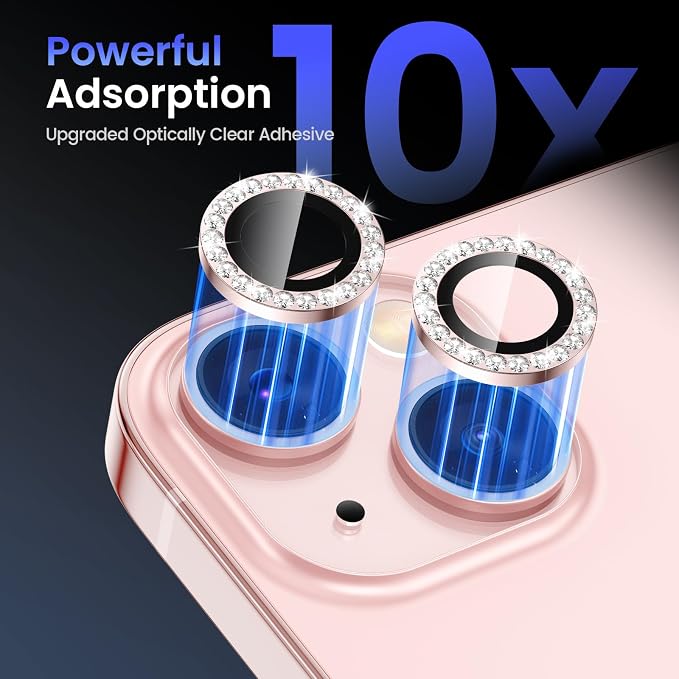 Tensea for iPhone 13/13 Mini Camera Lens Protector Bling, Camera Cover | 9H Tempered Glass Camera Screen Protector, Metal Individual Ring for iPhone13 6.1inch/ 13mini 5.4inch, HD Clear, Easy Install - Image 6