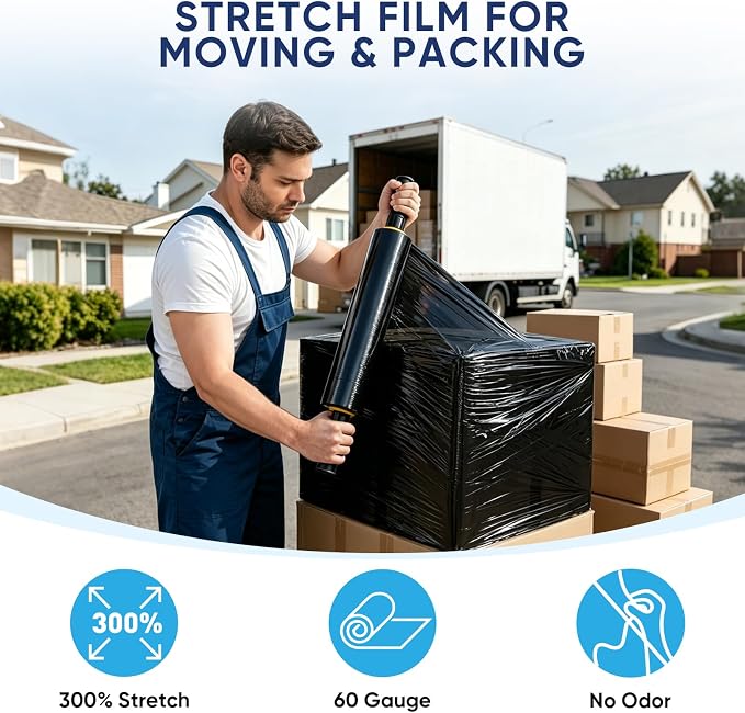 TICONN Stretch Wrap Roll, 15 in x 1000 ft Plastic Wrap for Moving Furniture | Odorless Industrial Strength Stretch Film, 300% Stretchability, Self-Adhering, Ideal for Furniture, Box Protection - Image 5