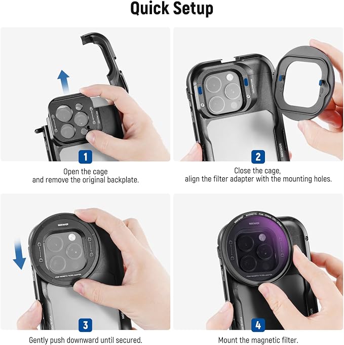 NEEWER 67mm Magnetic CPL Filter Set, Circular Polarizing Multicoated HD with Magnetic Filter Backplate Adapter, Compatible with iPhone 16 Pro/16 Pro Max Phone Cage Video Rig (PA073/PA074) - Image 8