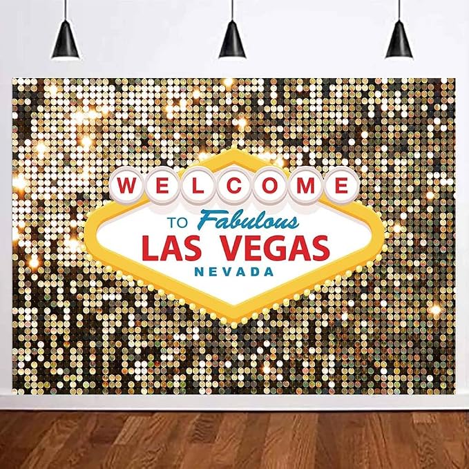 10x8ft Welcome to Las Vegas Party Photography Backdrops Vintage Birthday Prom Ceremony Baby Shower Banner Supplies Props Polyester Fabulous Casino Poker Movie Themed Photo Background - Image 4
