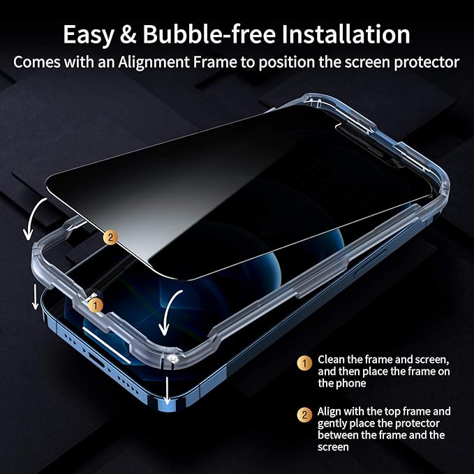 UNBREAKcable Privacy Screen Protector for iPhone 12/12 Pro, 2-Pack | True 28° Anti-Spy, Shatterproof Tempered Glass, 9H Hardness, Easy Install, Bubble-Free, Anti-Scratch, Case Friendly - Image 4