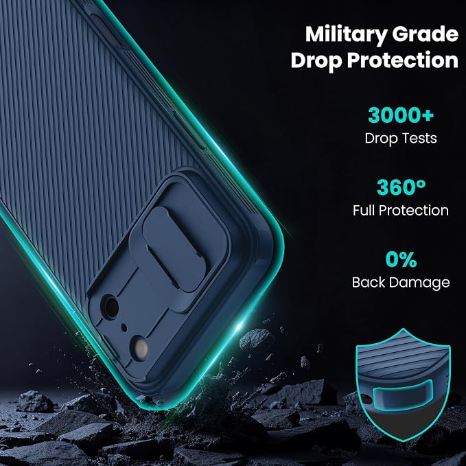 Nillkin for iPhone 17 Pro Max Case with Slide Camera Cover & Thin Slim Fit | Shockproof Protective | Protector Privacy | Phone Case Camera Lens Protector, Blue - Image 3