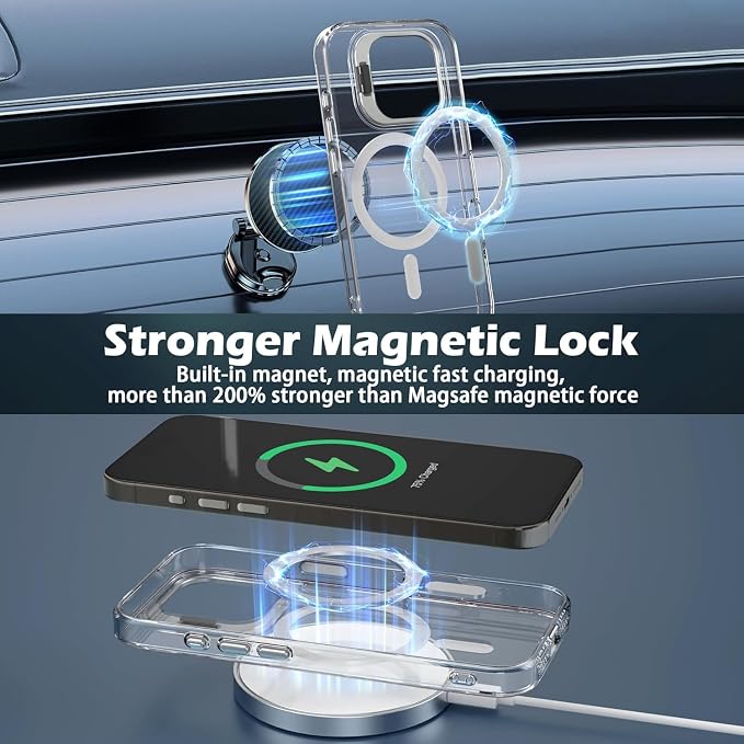 for iPhone 17 Case Clear,Magnetic iPhone17 Case with Screen Protector [Compatible with MagSafe], Shockproof TPU Cover for iPhone Case 17 Built-in Stash Stand - Image 4