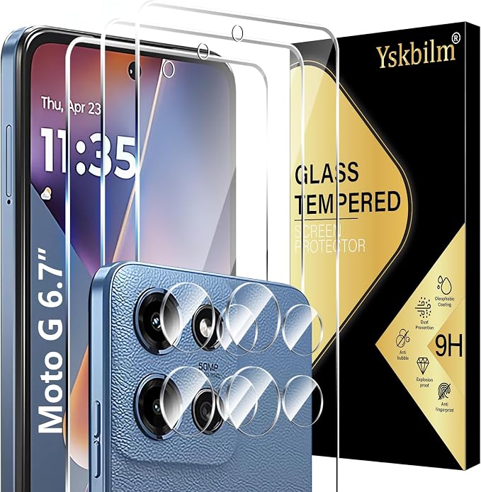 (3+2 Pack) Designed for Motorola Moto G 5G 2025 Tempered Glass Screen Protector + Camera Lens Protector,[3D Touch][Bubble-Free][Anti-Scratch] Screen Protector Glass For Motorola G 5G 2025 by Unknown