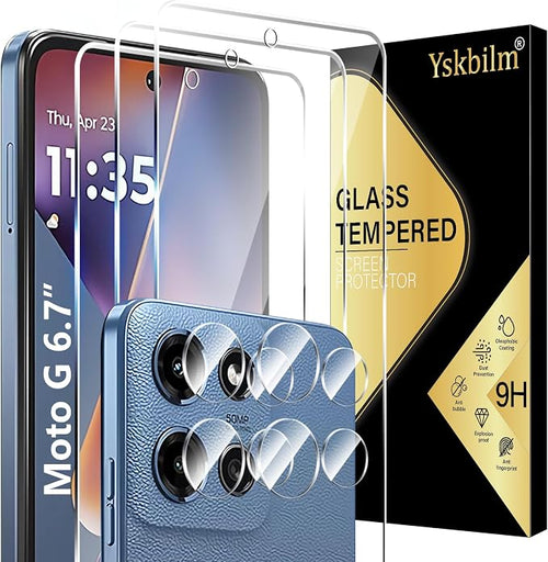 (3+2 Pack) Designed for Motorola Moto G 5G 2025 Tempered Glass Screen Protector + Camera Lens Protector,[3D Touch][Bubble-Free][Anti-Scratch] Screen Protector Glass For Motorola G 5G 2025 by Unknown