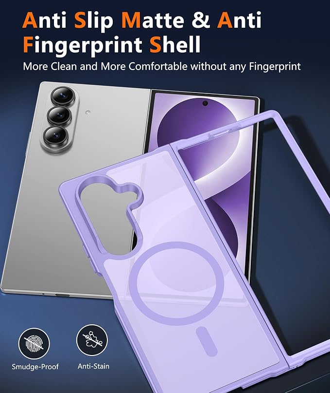 FNTCASE for Samsung Galaxy Z Fold 8 Ultra / Z Fold 7 Case, Fit for Magsafe | Screen Protector, Translucent Matte, 18FT Military Grade Drop Protection, Shockproof Protective Phone Cover, Light Purple - Image 6