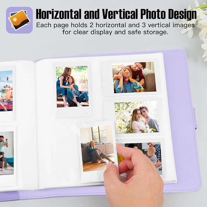 Veicevol 360 Pockets Photo Album for Polaroid 2x3" & Instax Mini, Purple | Large Capacity, Designed for Fujifilm Instax Mini and Polaroid 2x3 Photos, To Store Pictures Or Trading Collection Cards - Image 7