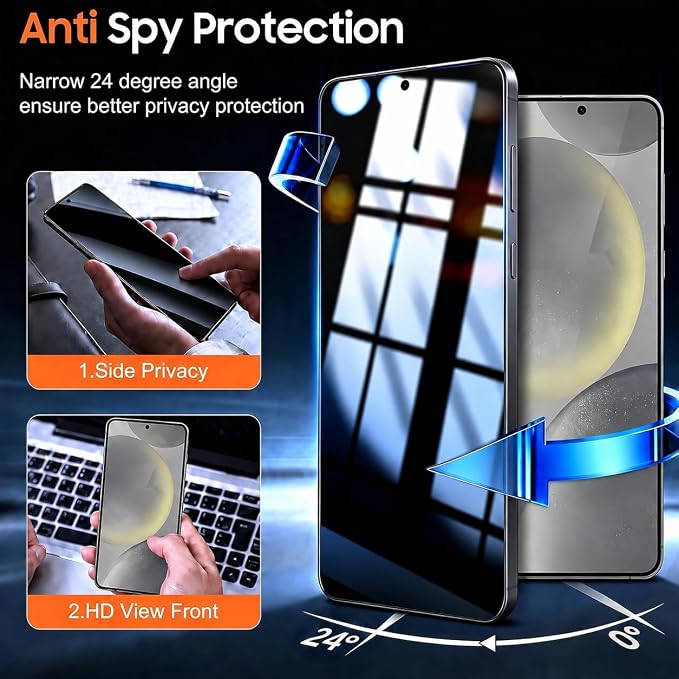 2+2 Pack for S24 Privacy Screen Protector | Ultrasonic Fingerprint Unlocking, Easy installation, Anti Spy, 9H Hardness Glass, Camera Lens Protector - Image 2