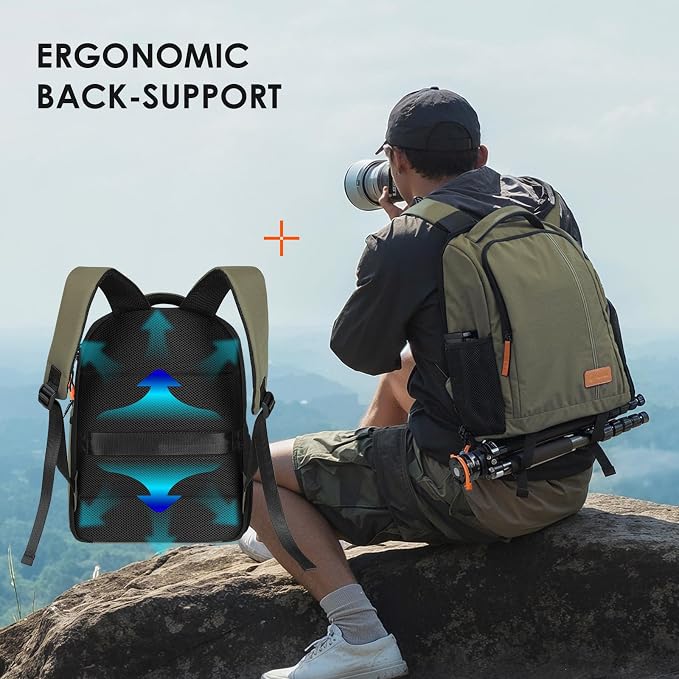 TARION Camera Backpack for Photographers Compact 15L, TB04 Green | 15 Inch Laptop Compartment, Side Access Quick Draw, Anti-theft Hidden Pocket, Tripod Holder, Rain Cover, Travel-Friendly - Image 6
