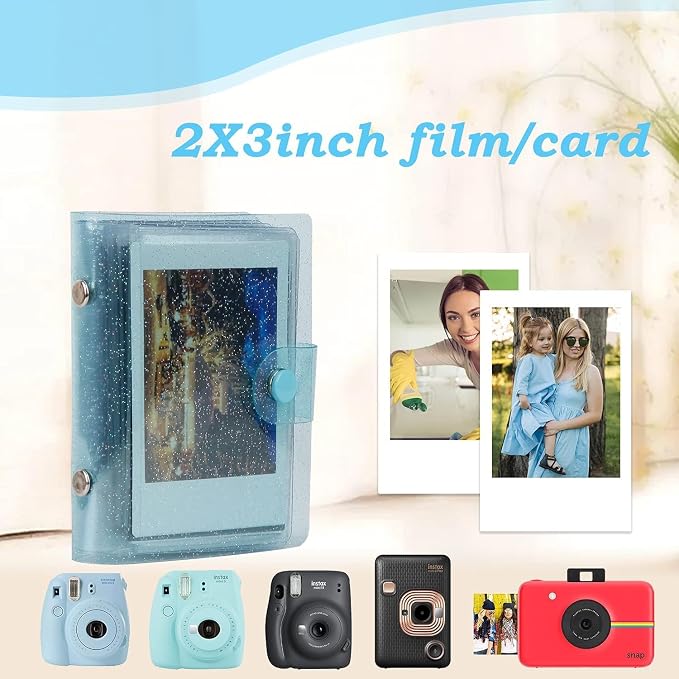 Ruibytree 2 Pack Small Photo Album 2x3 for Fujifilm Instax Mini, Blue | 72 Instant Photo Capacity, Portable Size, Acid-Free Pages, Snap Closure, Fits Polaroid 2x3 Prints, Carry Favorite Memories - Image 4