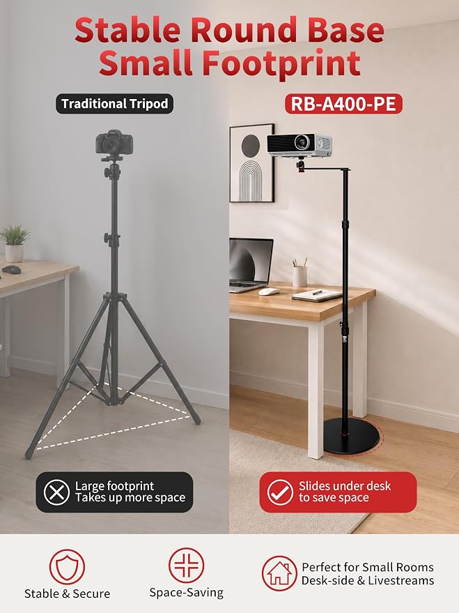 IFOOTAGE Cobra RB-A400-PE Professional Projector Stand, Heavy Duty Aluminium Tripod Stand with Adjustable Ball Head, 90° Tilt Angle, Weighted Base for Projector, DSLR, LED Light (79") - Image 6