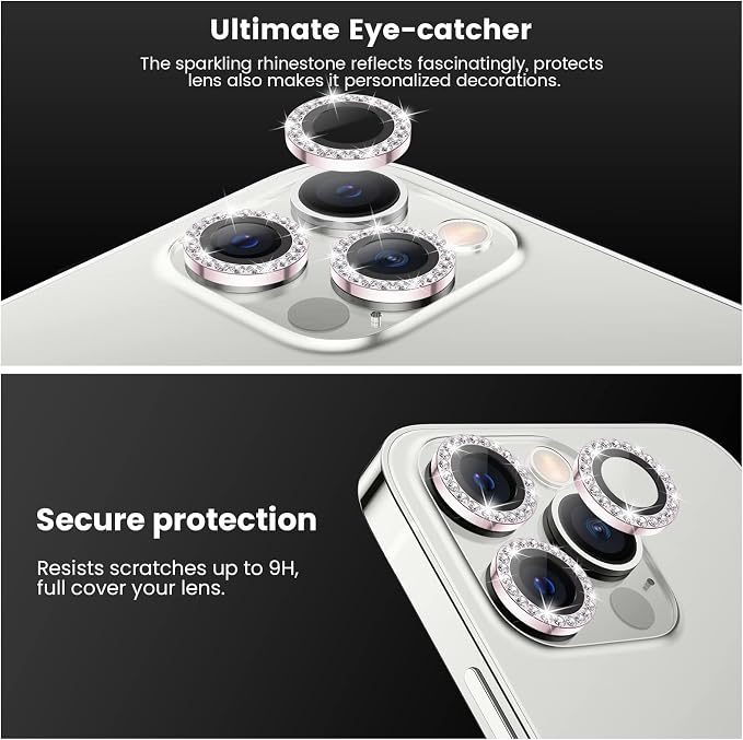 Tensea Bling Camera Lens Protector for iPhone 13 Pro/iPhone 13 Pro Max | Protective Camera Cover Tempered Glass Screen Protector Diamond Metal Individual Ring for 13Pro 6.1" /13 ProMax 6.7 inch - Image 6