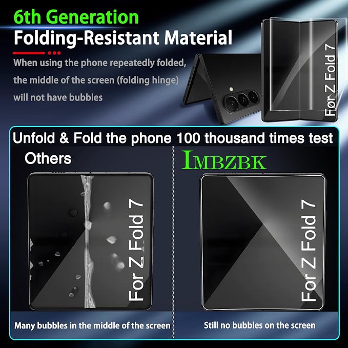 IMBZBK 9 in 1 Screen Protector for Samsung Galaxy Z Fold 8 Ultra/Z Fold 7 | 9H+ Hardness, Military Grade Shatterproof, Case Friendly, Bubble Free Auto-Dust Removal, 3+3+3 Pack - Image 4