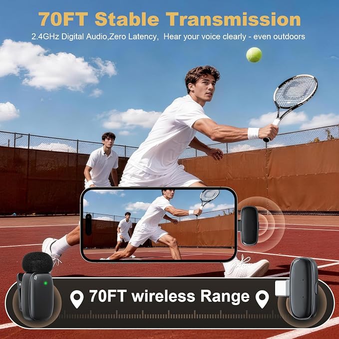 Wireless Lavalier Mini Microphone for iPhone ipad Android | 30H Long Battery Life, Noise Cancellation, Plug & Play for Vlogging, Video Recording, Podcast, YouTube, TikTok - Image 8