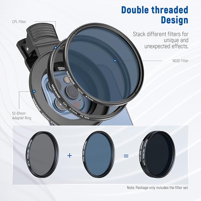 NEEWER 67mm ND + CPL + Star + 4 Graduated Color Filter Set with Phone Lens Clamp Compatible with iPhone 17 16 16e 15 14 Pro Max Plus Android Samsung S25 Ultra - Image 7