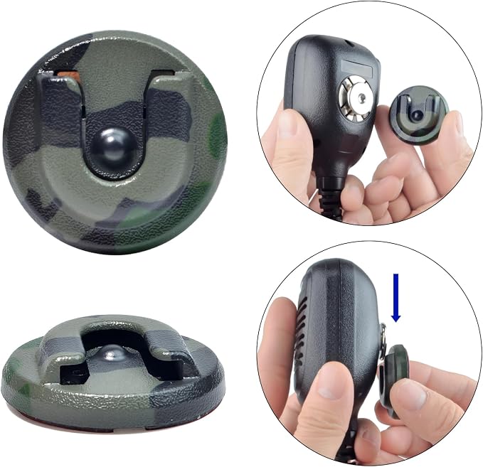 Universal Ham CB Radio Microphone Hanger, Round Knob Mic Holder Mount with Adhesive Back for Motorola HLN9073B CDM1250 CDM750 GM300 M1225 GM3688 Kenwood TK768G TK868G TM471A (Pack of 1 Camo Color) - Image 3