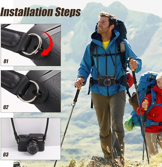 ARVOK 2 Pack Camera Strap with Camera Wrist Strap, 110cm Climbing Rope Camera Strap, Camera Neck Shoulder Strap for Nikon Canon Sony Fuji Micro Single and SLR DSLR Camera - Image 5