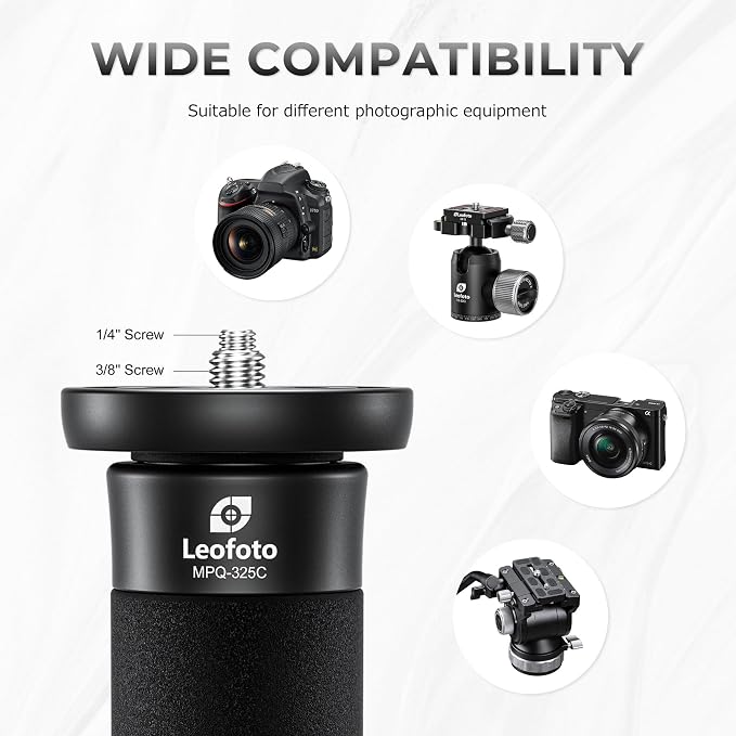LEOFOTO Camera Monopod Carbon Fiber Portable Compact Lightweight Travel Monopod with Wrist Strap, Silicone Handle, Twist Locks, 5-Section up to 165cm, Max Load 15kg，Black(MPQ-325C) - Image 3