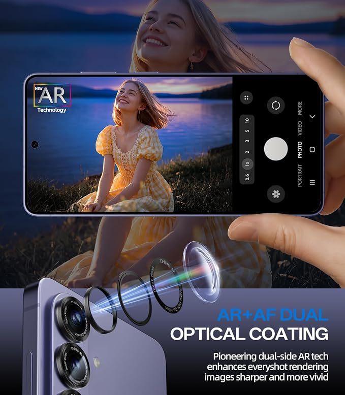HelloDeere for Samsung Galaxy S26/S26 Plus Camera Lens Protector, Military-Grade 9H+ Tempered Glass AR Optical Tech HD Anti-Glare Anti-Scratch Metal Individual Ring Easy Install Case Friendly, Black - Image 4