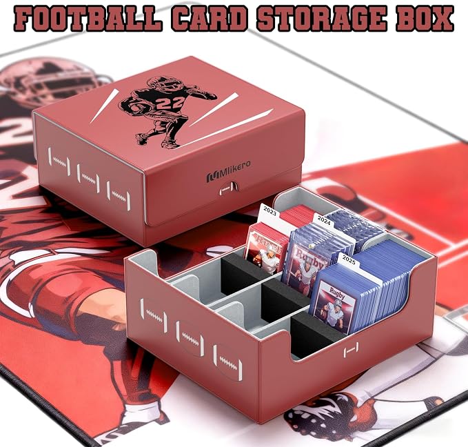 Mlikero Football Card Storage Box, Trading Card Storage Box Oversized Fits Toploaders, Magnetic Closure Sports Card Case for Football Cards 2026 (Holds 500+ Toploaders) - Image 2
