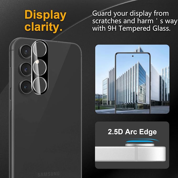 3 Pack Camera Lens Protector for Samsung Galaxy S23 Fe | Tempered Glass,Anti-Fingerprint,9H Hardness,Scratch Resistant,Easy to Install,Bubble Free,HD Clarity - Image 2
