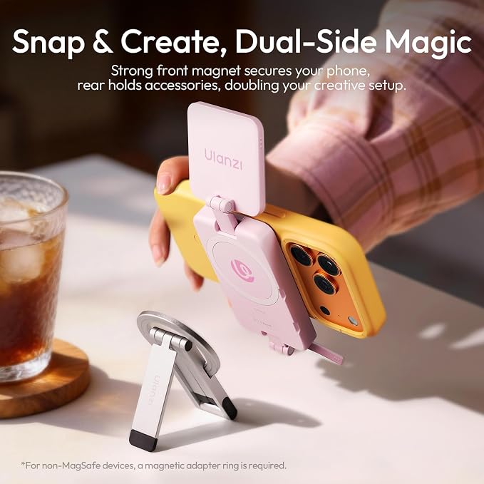 Ulanzi GL01 for iPhone Magnetic Selfie Light, 2500K-6500K Dimmable CRI 97 | Dual Side Fill Light Design, Rechargeable Type-C Charge, with Magnetic Ring, For Magsafe iPhone 12-17 Standard Vs Pro Models - Image 4